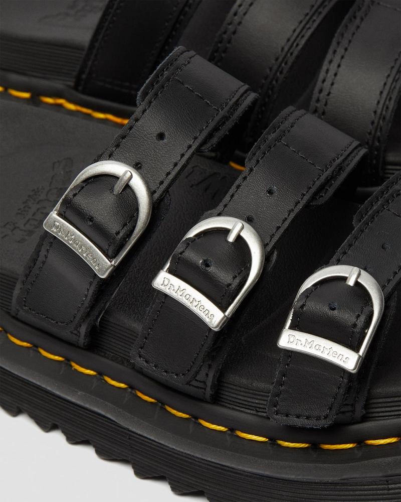 Dr Martens Blaire Lær Platåsandaler Dame Svarte | Norge 480QMA